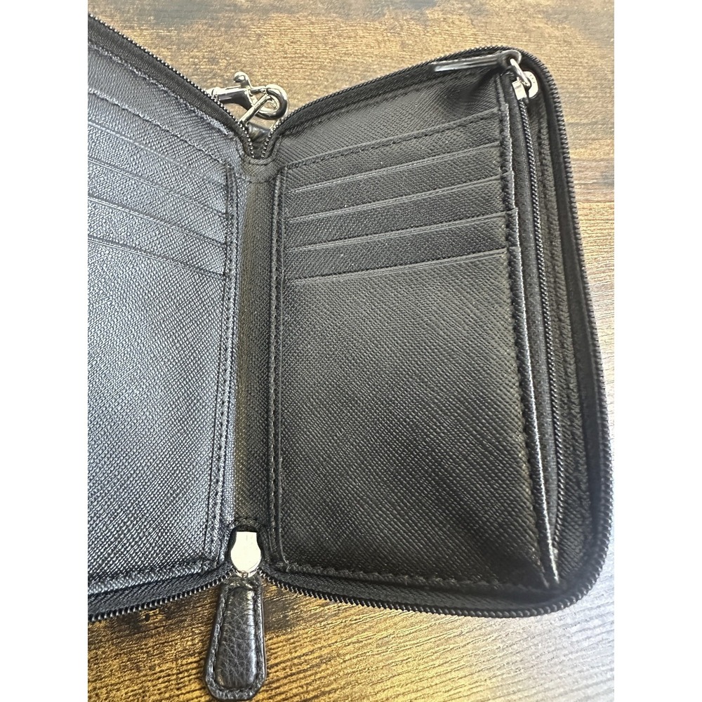 Coach Signature Logo Canvas Jacquard Wristlet Phone Wallet Turnlock Black Y2K - Picture 9 of 12